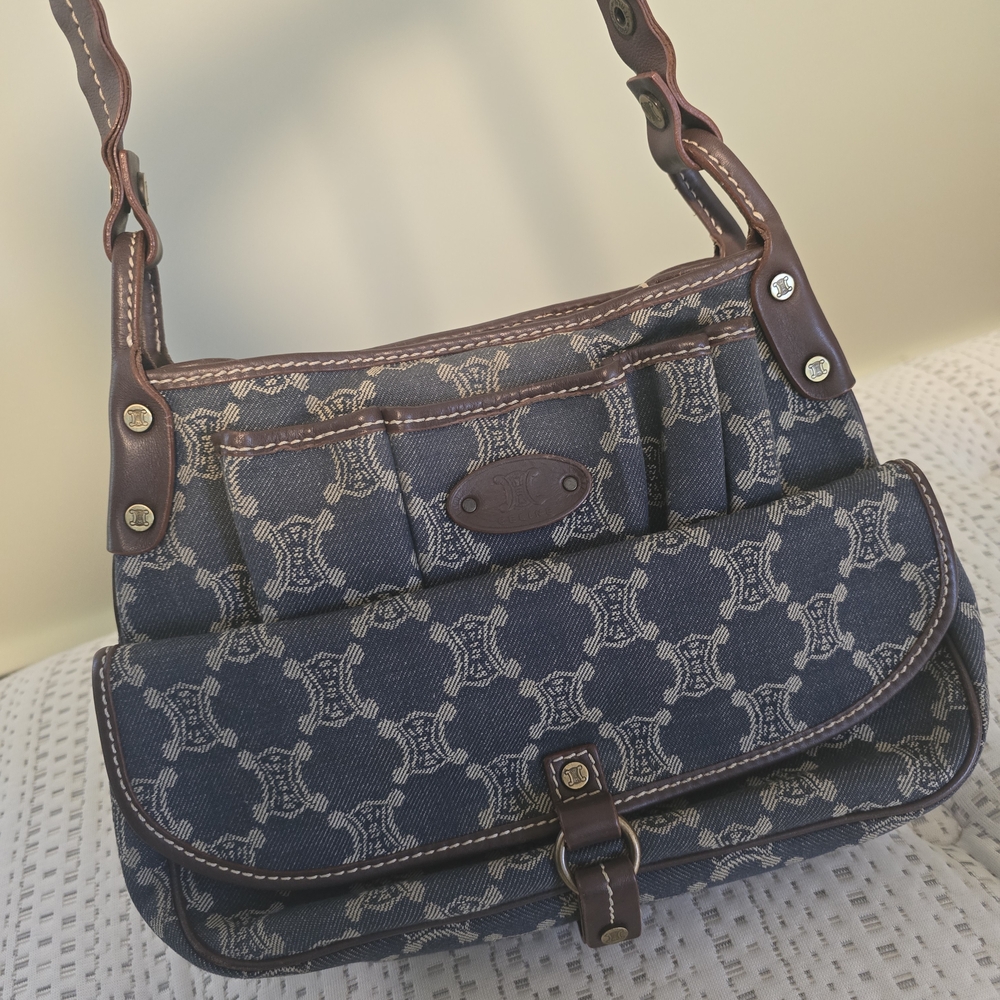 Celine Vintage Triomphe Denim Shoulder Bag - Picture 7 of 7